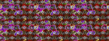 Gri ve kırmızı renklerde. 3D çiçekler, eskiz. Raster illüstrasyonu.