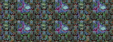 Küçük çiçekli basit bir çiçek çizimi. Raster illüstrasyonu. Moda baskısı, albüm, ambalaj kağıdı ve duvar kağıdı için zarif dekoratif süslemeler. Mavi ve yeşil renkli şirin çiçekler..