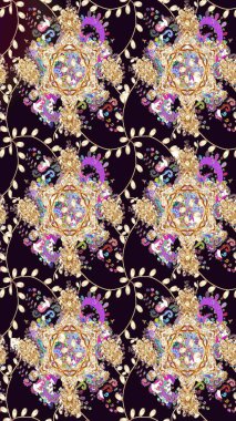 Güzel kumaş deseni. Düz Çiçek Elementleri Tasarımı. Raster illüstrasyonundaki çiçek desenli çizim. Renkli Bahar Teması çizim şablonu.