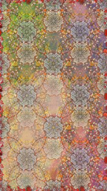 Renkli Yaz Temalı Kusursuz Arkaplan. Düz Çiçek Elementleri Tasarımı. Raster Illustrasyon 'da moda olmayan çiçek deseni. Bej ve kahverengi renkte çiçekler.