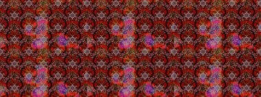 El çizimi çiçek çizimi deseni (fayans). Şirin çiçekli, desenli, kahverengi ve kırmızı renklerde renkli bir eskiz deseni. Tekstil için suluboya çizim deseni.