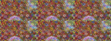 Şirin çiçekli, desenli, kahverengi ve yeşil renklerde renksiz desenler. Tekstil için dikişsiz suluboya desen. El çizimi çiçek pürüzsüz desen (taş)).