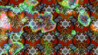 Raster illüstrasyonu. Kahverengi ve yeşil renkte kahverengi ve yeşil papatya deseni. Kahverengi ve yeşil renklerde.