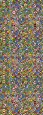 Yeşil ve nötr renklerde çiçekler. Asya tekstil tarzında. Raster illüstrasyonu. Kusursuz çiçek deseni. Raster illüstrasyonu.