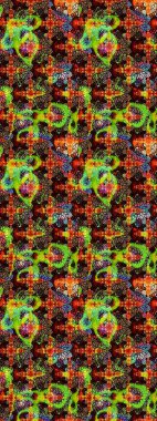 Çiçek desenli çizim. Asya tekstil tarzında. Düz Çiçek Elementleri Tasarımı. Renkli Bahar Teması eskiz kalıbı. Güzel kumaş deseni. Raster illüstrasyonu.