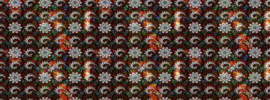 Çiçekli çizim şekli. Siyah ve kahverengi renkte çiçekler. Renkli Bahar Teması eskiz kalıbı. Düz Çiçek Elementleri Tasarımı.