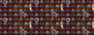 Kahverengi ve kırmızı renkli şirin çiçek desenleri. Raster Modaya uygun kumaş deseni. Renkli Bahar Teması eskiz kalıbı. Düz Çiçek Elementleri Tasarımı.