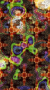 Raster - stok. Eskiz arkaplan modeli. Yapraklı çiçekler ve papatya çiçekleri kahverengi ve siyah renklerde.