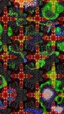 Düz Çiçek Elementleri Tasarımı. Sevimli çiçek raster deseni. Siyah ve yeşil renkli çiçekler. Renk Bahar Teması eskiz şablonu.