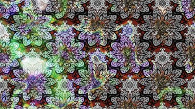 Gri ve nötr renklerde. 3D çiçekler, eskiz. Raster illüstrasyonu.