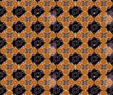 Tropik çiçekler. Siyah renkli çiçekler. Gömlek çizimi Arkaplan Deseni.