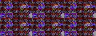 Çizim çiçek deseni duvar kâğıdı olarak kullanılabilir. Kahverengi ve kırmızı renkte çiçekler. Raster illüstrasyonu.