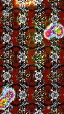 Raster illüstrasyonundaki çiçek desenli çizim. Gri ve kahverengi renkte çiçekler.