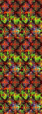 Raster illüstrasyonu. Çiçek süslemeli çizim deseni. Siyah ve kahverengi renkte çiçekler.