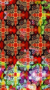 Kırmızı ve siyah renklerde güzel bir tekstil. Raster illüstrasyonu. Suluboya çiçekli çiçek deseni.