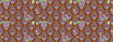 Suluboya çiçekli çiçek deseni. Raster illüstrasyonu. Kahverengi ve nötr renklerde güzel tekstil.