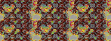 Gri ve kırmızı renkli şirin çiçek desenleri. Raster Modaya uygun kumaş deseni. Renkli Bahar Teması eskiz kalıbı. Düz Çiçek Elementleri Tasarımı.