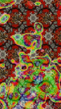 Anti-stres için soyut örnek sayfası. Raster illüstrasyonu. Kırmızı ve yeşil renklerde.