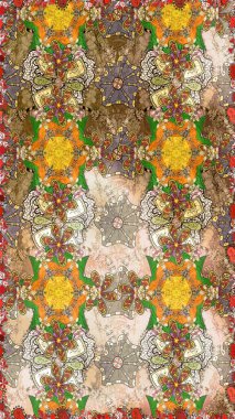 Bej renkli etnik çiçekli zarif eskiz deseni. Raster Çiçek İllüstrasyonu güzel tekstil..