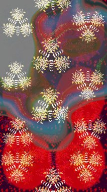 Çiçekli, yapraklı, çiçek desenli eskiz. El çizimi. Raster illüstrasyonu.