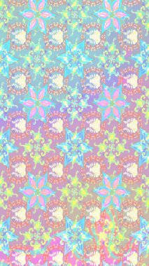 Raster illüstrasyonu. Tarafsız renklerde çiçekler. Çizim çiçek deseni duvar kağıdı için kullanılabilir.