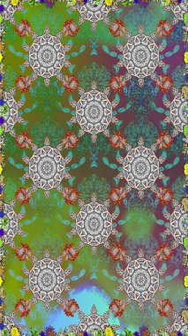 Raster Hip kumaş deseni. Kusursuz Vintage Çiçek Deseni.