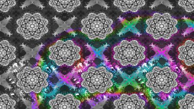 Soyut etnik raster çizim kalıbı. Kabile sanatı boho baskısı, klasik çiçek arkaplanı. Arkaplan dokusu, duvar kağıdı, gri renkli çiçek teması.