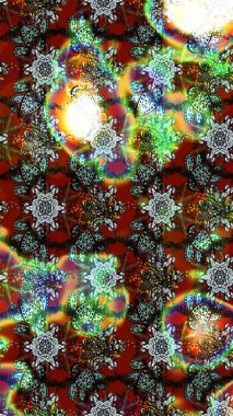 Raster illüstrasyonu. Çizim çiçek deseni duvar kâğıdı olarak kullanılabilir. Yeşil ve kahverengi renkte çiçekler.