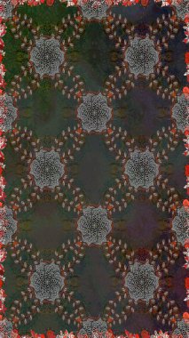 Raster illüstrasyonu. Gri renkli şirin çiçekler. Moda baskısı, albüm, ambalaj kağıdı ve duvar kağıdı için zarif dekoratif süslemeler. Küçük çiçekli basit, pürüzsüz desen..