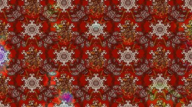 Kahverengi renkte çok kahverengi, zarif küçük çiçekler ve komik böcekler, raster desen, illüstrasyon.