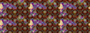 Parlak çiçekli halı deseni kahverengi ve kırmızı renklerde..