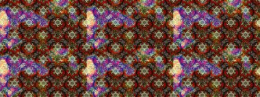 Parlak çiçekli halı deseni kahverengi ve kırmızı renklerde..