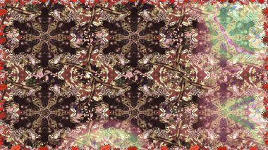 Vintage seamless modeli altın elemanları ile kahverengi ve bej renkler. Noel 2019, kar tanesi, yeni yıl.