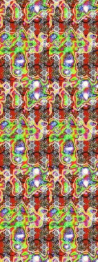 Retro tekstil tasarım koleksiyonu. Çiçekli ipek eşarp. 1950-1960 motifleri. El çizimi çiçek unsurları olan soyut çizim raster deseni. Tarafsız ve yeşil tarafsız ve yeşil.