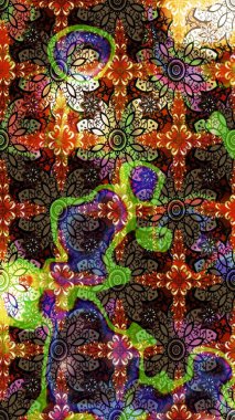 Raster illüstrasyonu. Kahverengi ve siyah renklerde bahar çiçekleri. Yaprak ve çiçeklerin suluboya resmi, kahverengi ve siyah renkler üzerine çizim şekli.