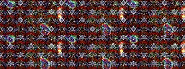 Kahverengi ve kırmızı renkli şirin çiçek desenleri. Raster Modaya uygun kumaş deseni. Renkli Bahar Teması eskiz kalıbı. Düz Çiçek Elementleri Tasarımı.