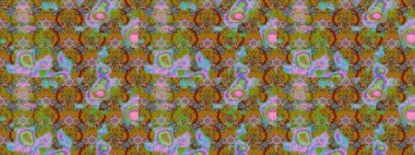 Suluboya çiçekli çiçek deseni. Raster illüstrasyonu. Yeşil ve kahverengi renkli güzel tekstil.