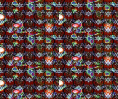 Raster illüstrasyonu. Kırmızı renklerde. Raster illüstrasyonundaki çiçek desenli çizim. Güzel kumaş deseni.