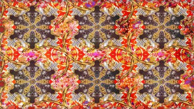 Kusursuz altın desenli bukleler. Doğu tarzı arabesk tarzında altın elementler. Kahverengi ve bej renklerde pürüzsüz desen. Raster altın pürüzsüz desen.