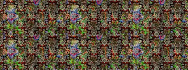 Küçük çiçekteki sevimli çiçek deseni. Raster deseni. Gri ve kahverengi renkli yaz çiçekleri. Raster illüstrasyonu.