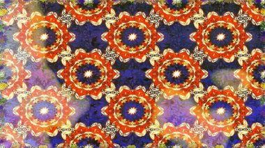 Turuncu ve kahverengi renklerde, altın elementlerle kusursuz klasik desen. Noel, kar tanesi, yeni yıl 2019.