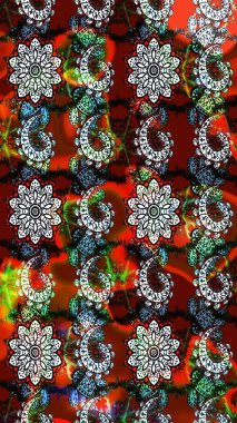 Çiçekleri, deniz kabukları, mandalaları ve suluboya efektleriyle donanma geçmişi. Eskiz modeli etnik tasarım. Yatak çarşafları, ceket, paket tasarımı, kumaş ve moda kavramları için tekstil baskısı.