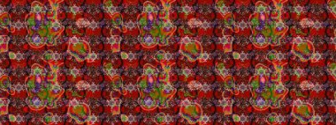 Kahverengi ve kırmızı renkler üzerine çiçek desenli eskiz, el yapımı papatyalar, papatyalar. Tekrarlayan çiçek arkaplanı, zarif kahverengi ve kırmızı çiçek duvar kağıdı.