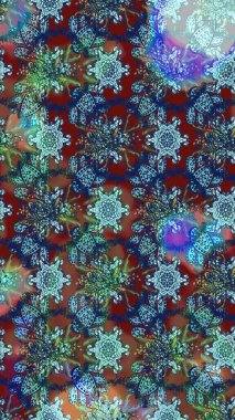 Küçük çiçekte hoş bir çiçek deseni var. Çiçeksel elementlerle süslenmiş zarif raster dokusu. Parlak çiçekli mavi ve kahverengi renkler üzerine soyut çizim deseni.