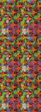 Çiçek yeşili ve kahverengi çizim deseni. Raster çiçek izi. Raster Yumuşak kumaş deseni. Klasik taslak çizimi.