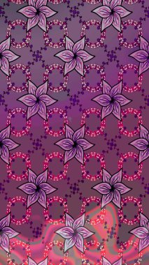 Raster Illustrasyon 'daki Çiçek Deseni' nin son moda çizimi. Mor renkli çiçekler. Düz Çiçek Elementleri Tasarımı. Renkli Yaz Teması çizim şablonu.