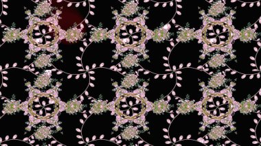 Raster illüstrasyonundaki çiçek desenli çizim. Siyah renkte çiçekler.