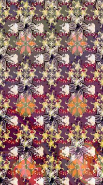 Raster illüstrasyonu. Egzotik çiçekler, kahverengi renklerde botanik, parlak, klasik bir doğa. Klasik tropikal doğal elementlerin suluboya seti.