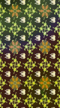 Raster illüstrasyonu. Klasik çiçek tasarımı elementleri. Yeşil kıvırcık çiçekler yeşil renkte şekillenir.