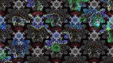 Raster stili kumaş deseni. Çiçekler suluboya çizim deseni.